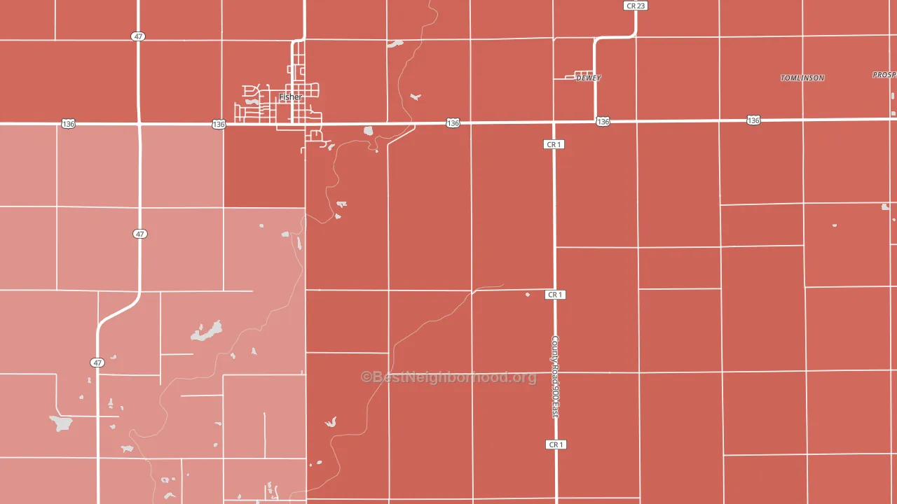 Dewey, IL block-group political-lean map