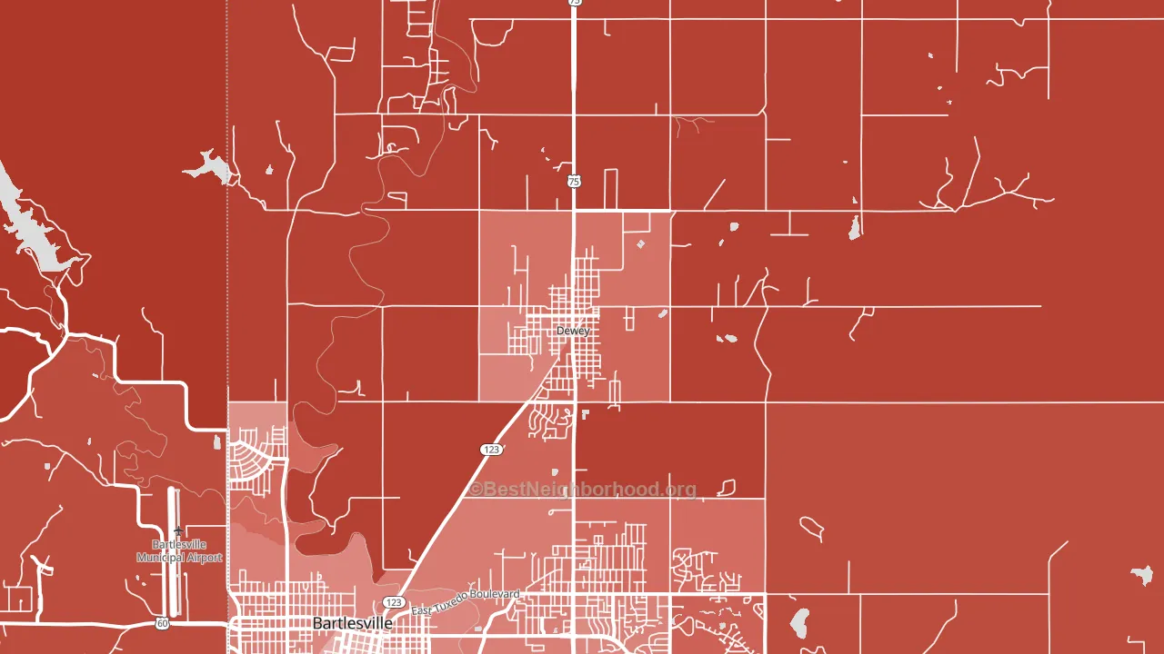 Dewey, OK block-group political-lean map
