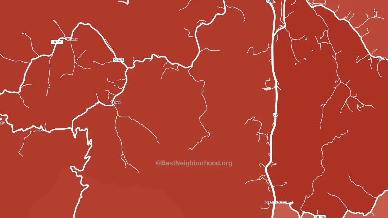 Dewey, VA block-group political-lean map