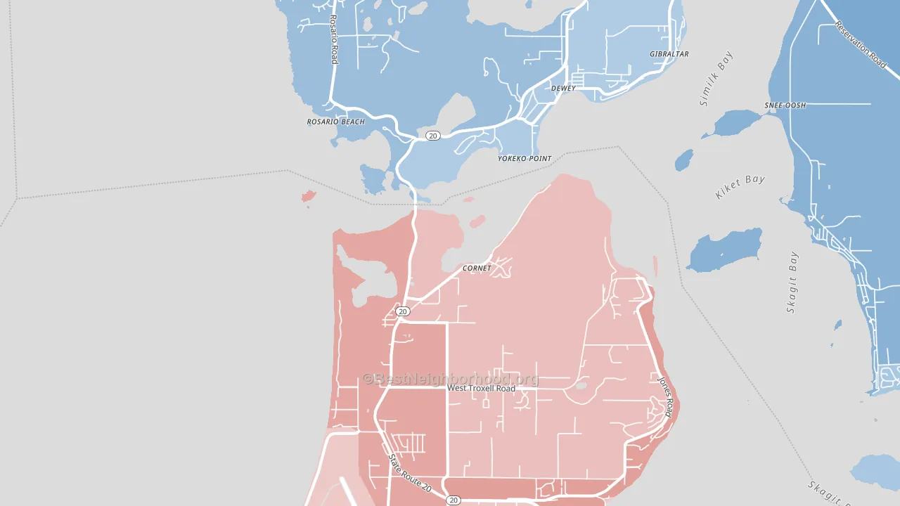 Dewey, WA block-group political-lean map