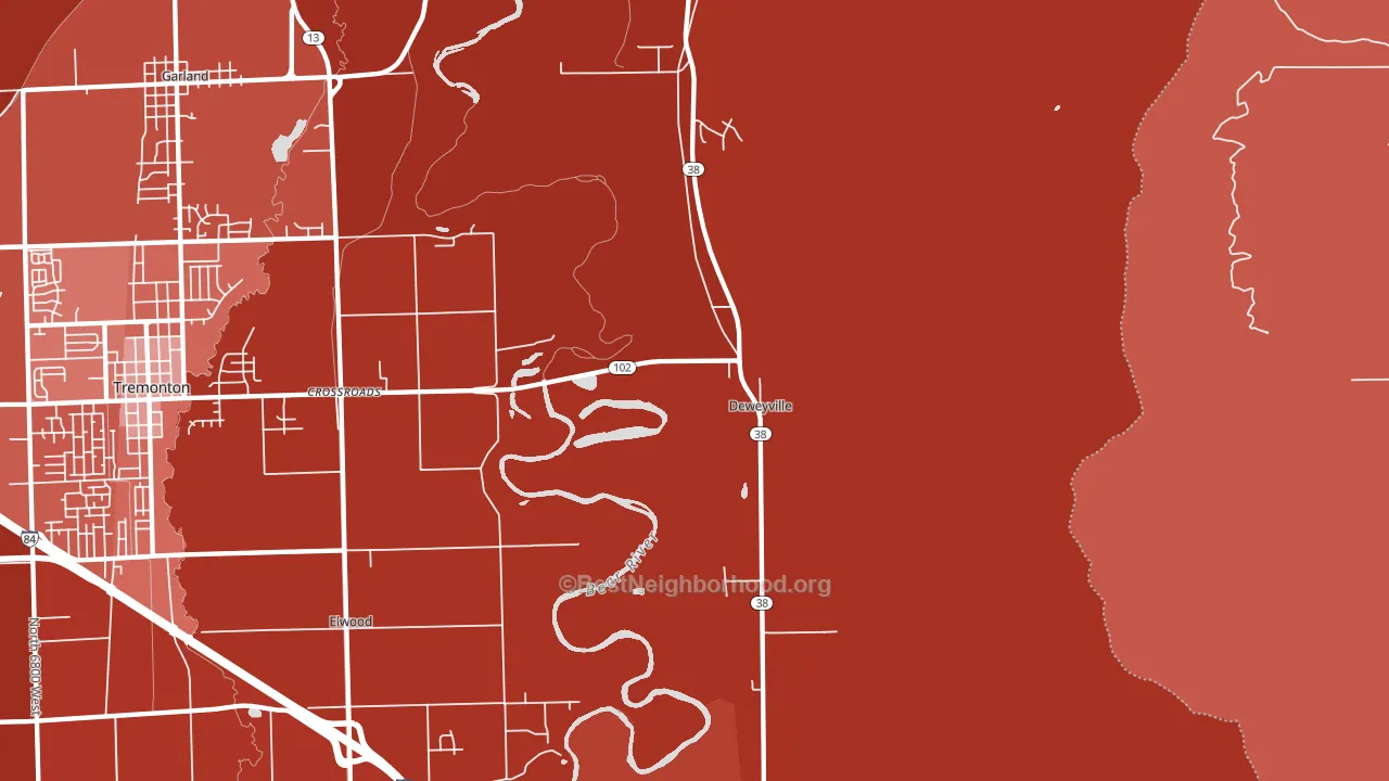 Deweyville, UT block-group political-lean map