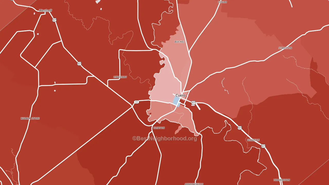 DeWitt County, TX block-group political-lean map