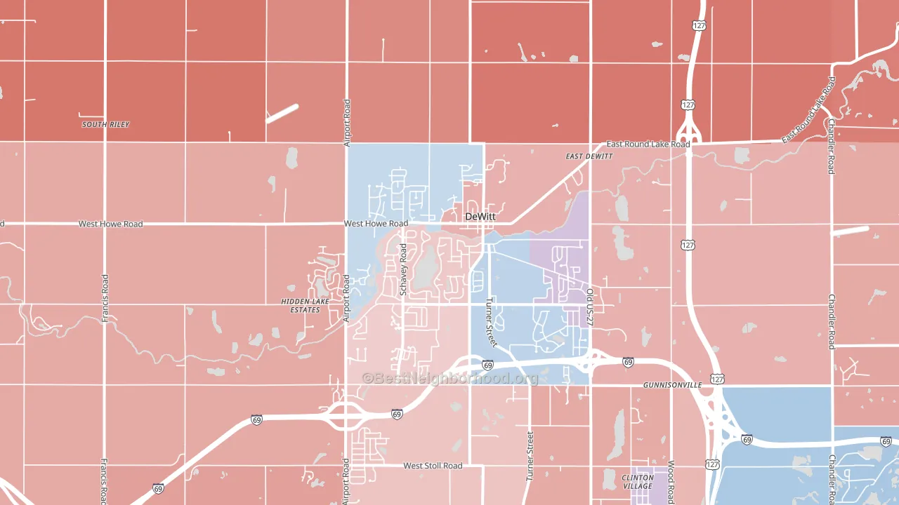 Dewitt, MI block-group political-lean map