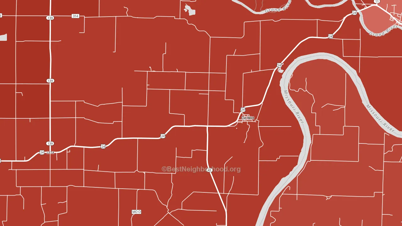 DeWitt, MO block-group political-lean map