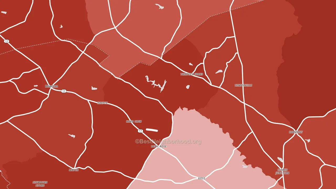 Dewy Rose, GA block-group political-lean map