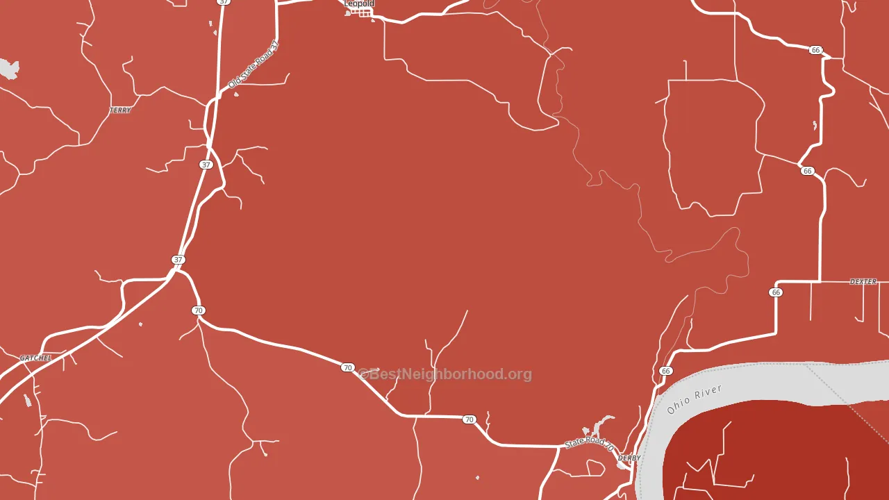 Dexter, IN block-group political-lean map