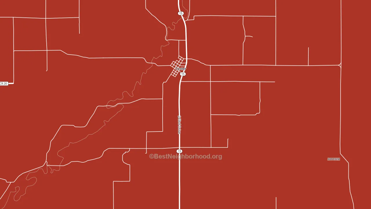 Dexter, KS block-group political-lean map