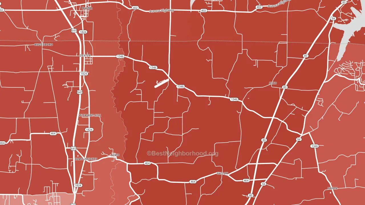 Dexter, KY block-group political-lean map