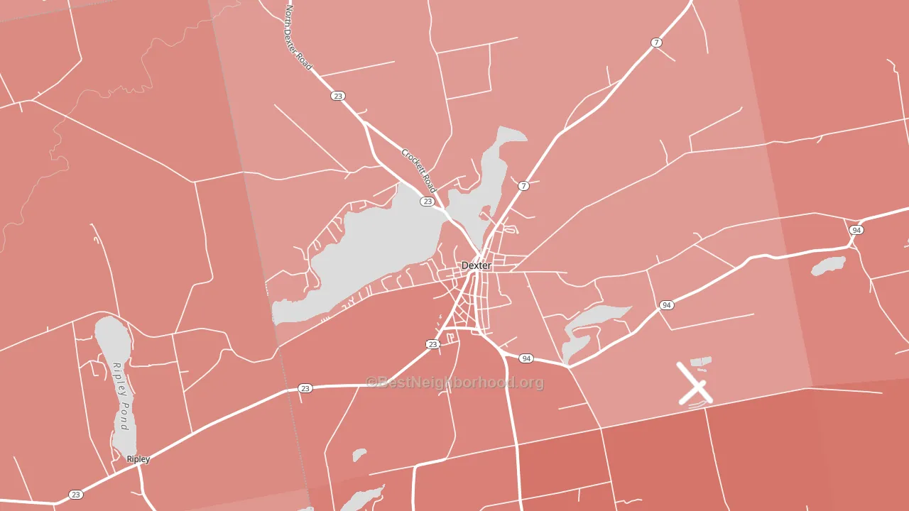 Dexter, ME block-group political-lean map