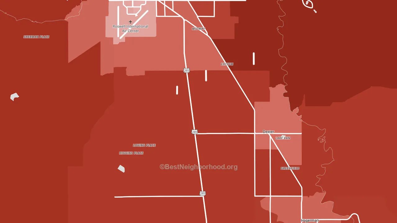 Dexter, NM block-group political-lean map