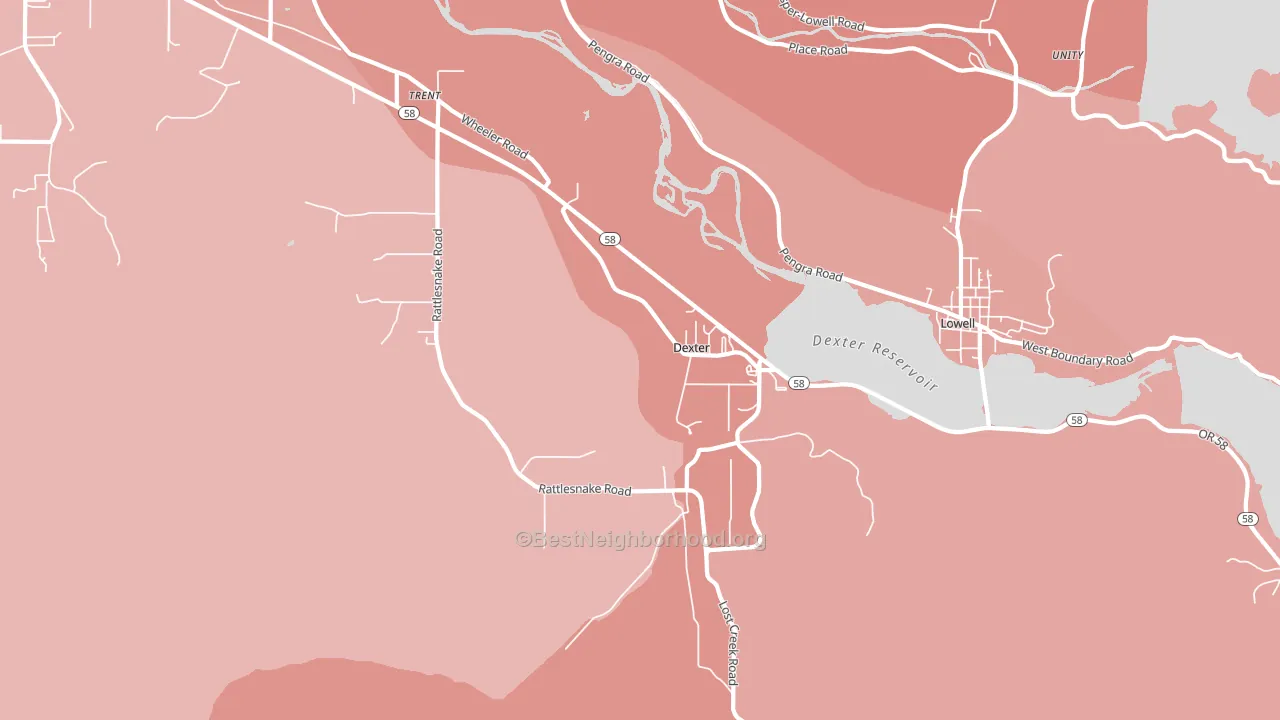 Dexter, OR block-group political-lean map
