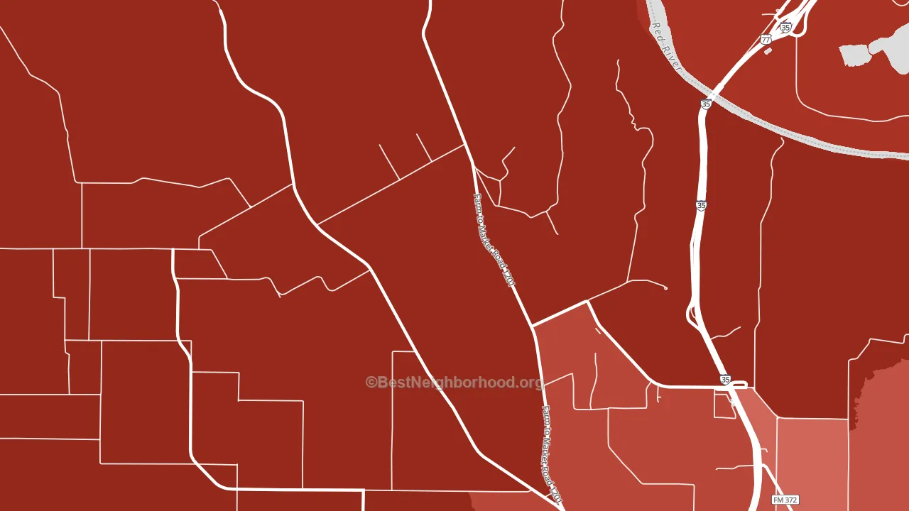 Dexter, TX block-group political-lean map