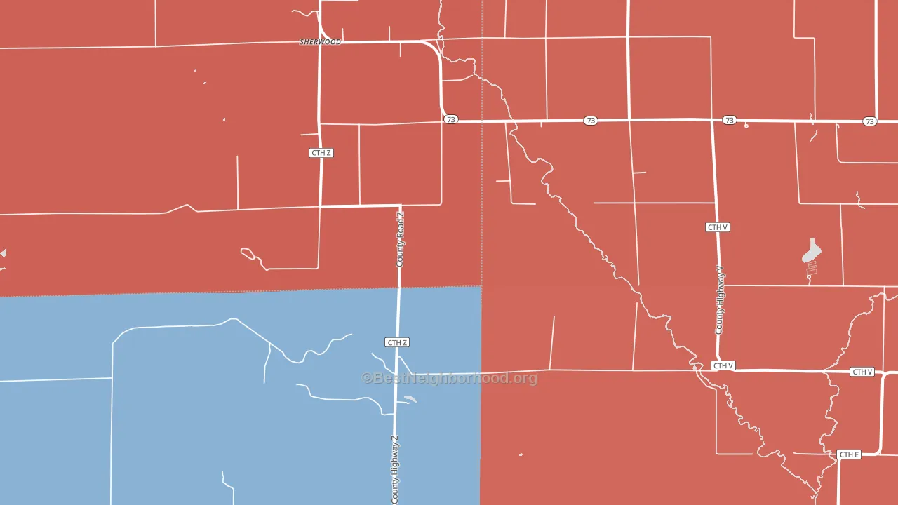 Dexterville, WI block-group political-lean map