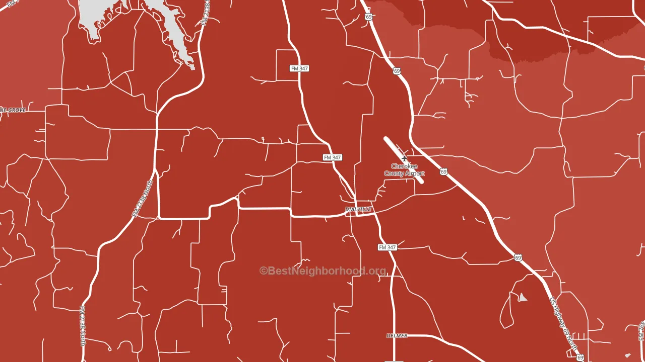 Dialville, TX block-group political-lean map