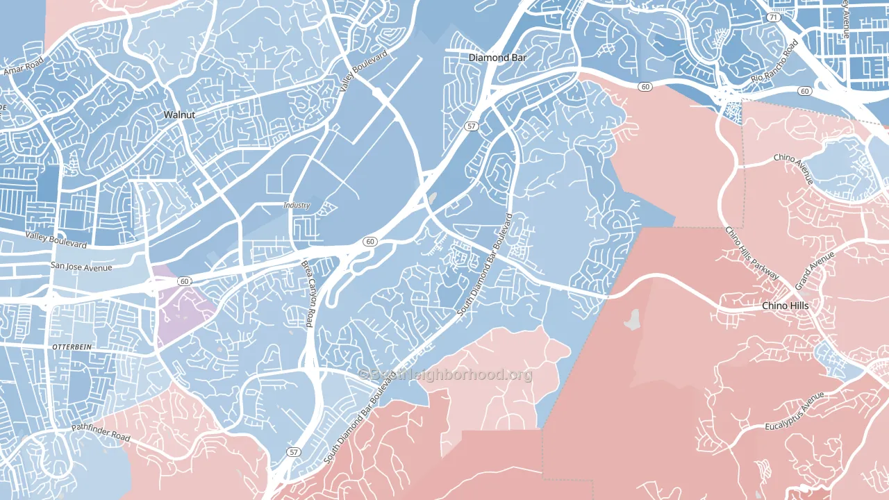 Diamond Bar, CA block-group political-lean map