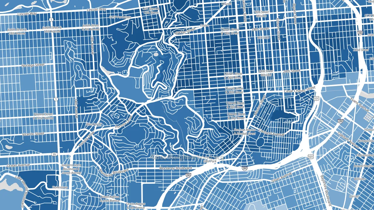 Diamond Heights, San Francisco, CA block-group political-lean map