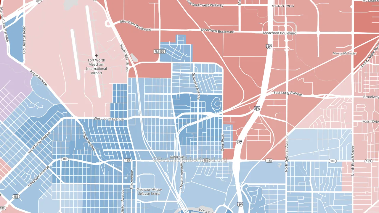 Diamond Hill-Jarvis, Fort Worth, TX block-group political-lean map