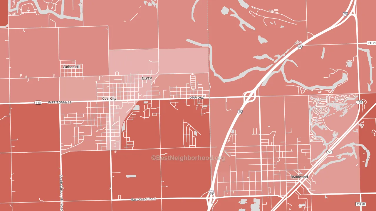 Diamond, IL block-group political-lean map