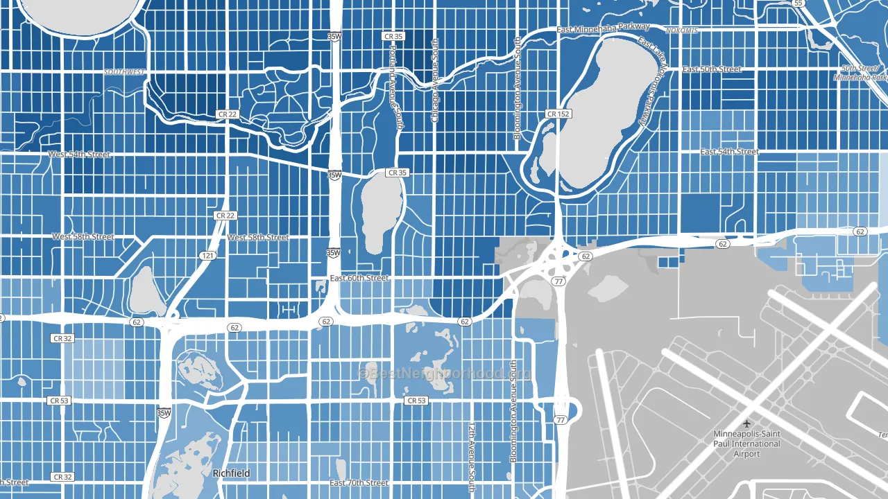 Diamond Lake, Minneapolis, MN block-group political-lean map