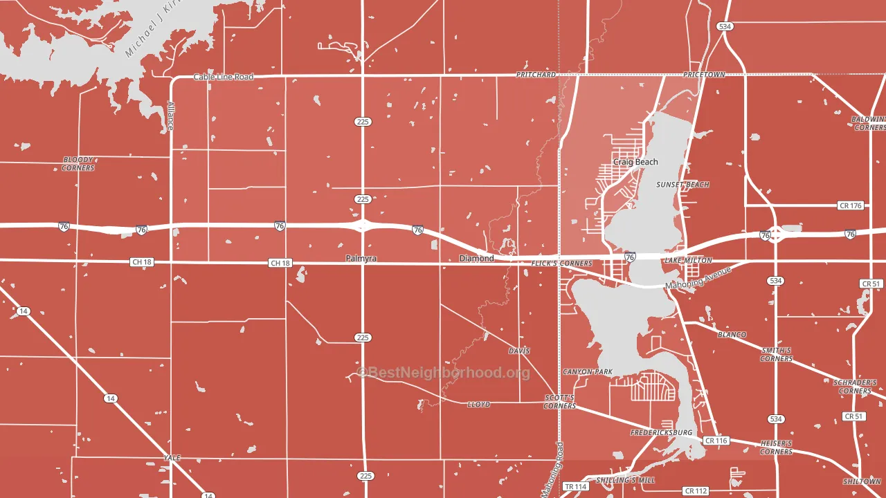Diamond, OH block-group political-lean map