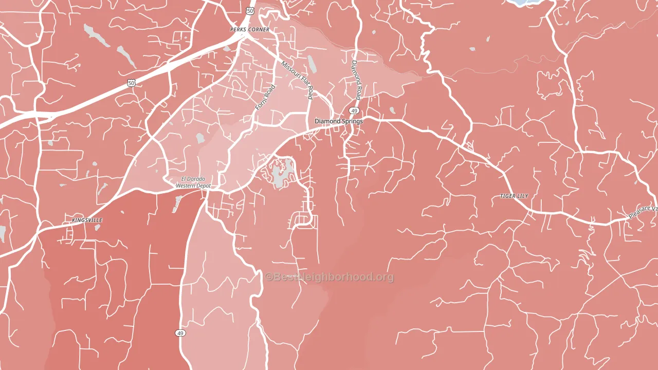 Diamond Springs, CA block-group political-lean map