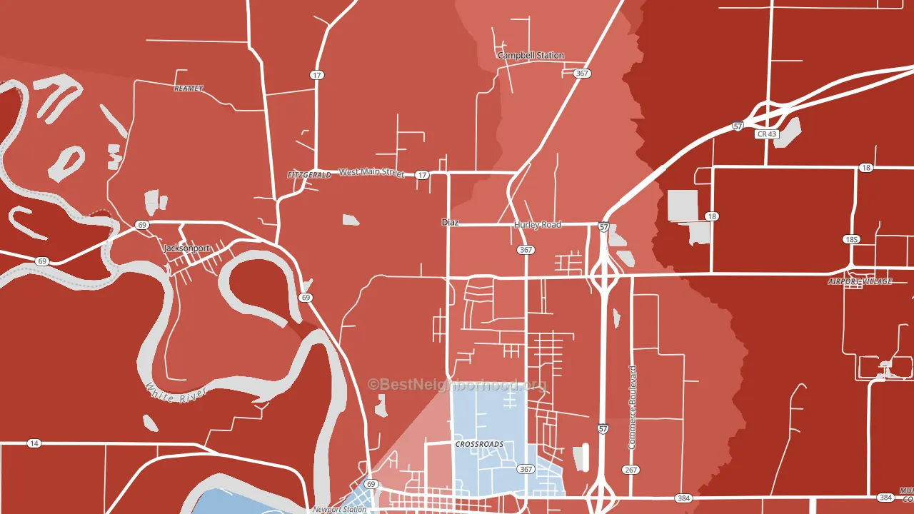 Diaz, AR block-group political-lean map