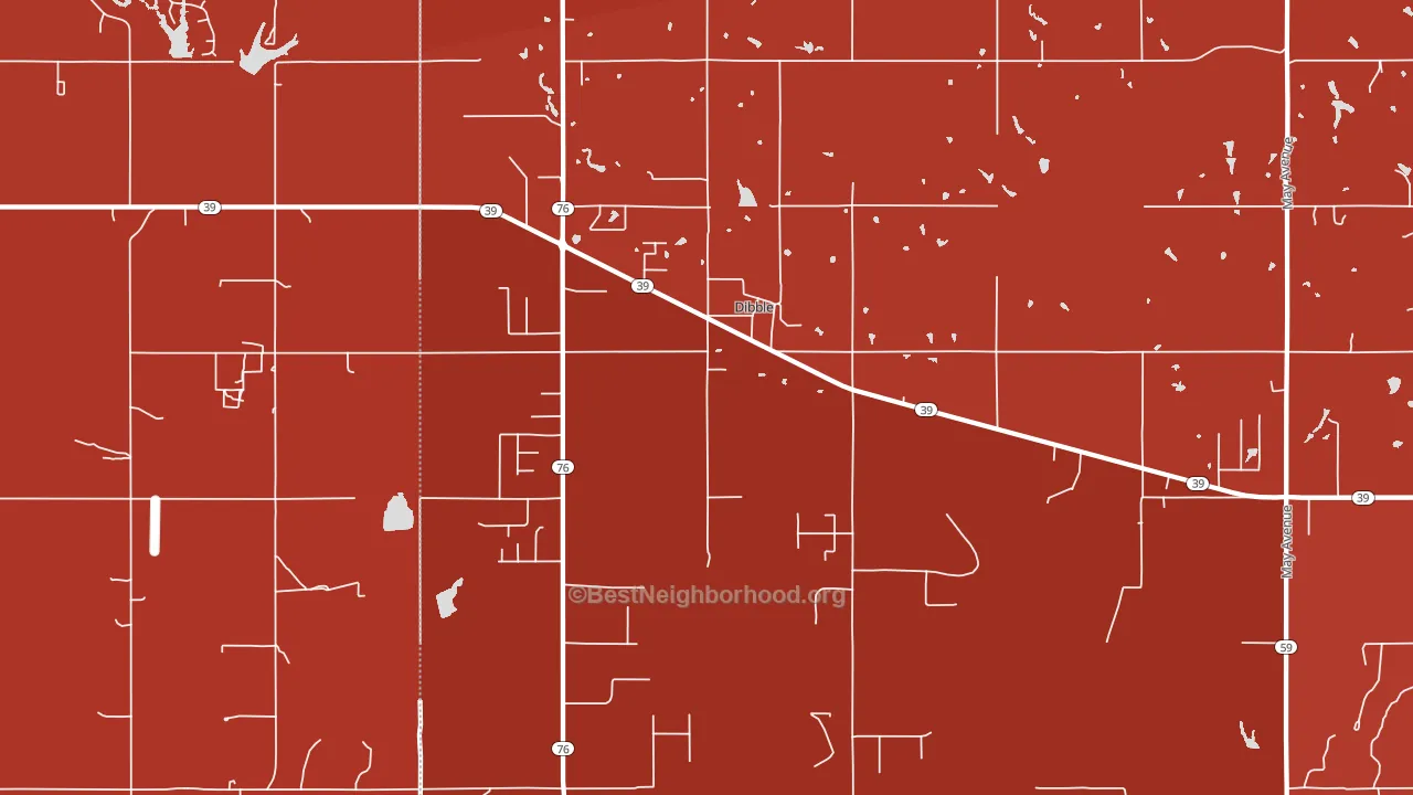 Dibble, OK block-group political-lean map