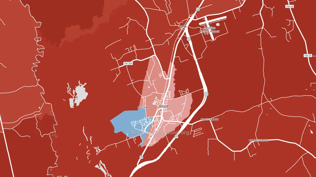 Diboll, TX block-group political-lean map