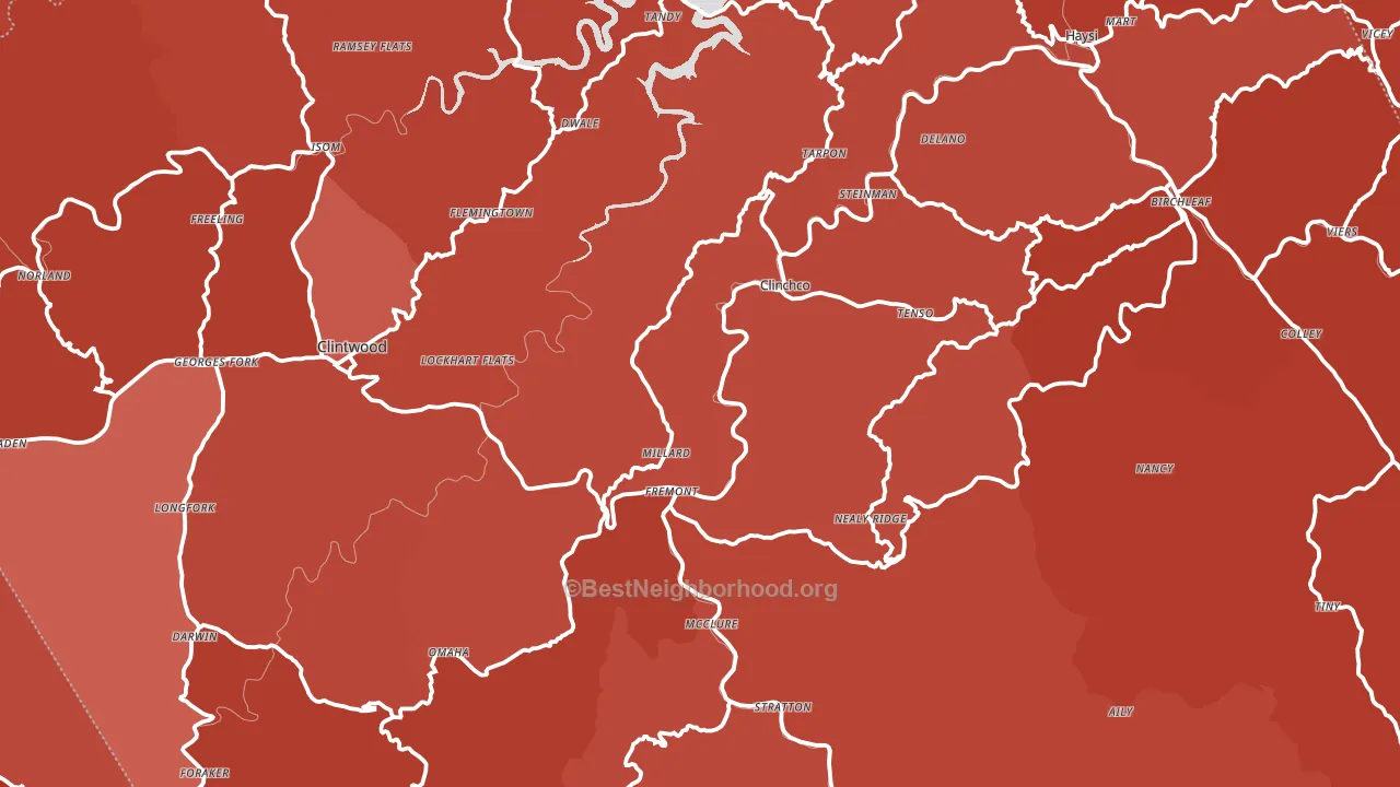 Dickenson County, VA block-group political-lean map