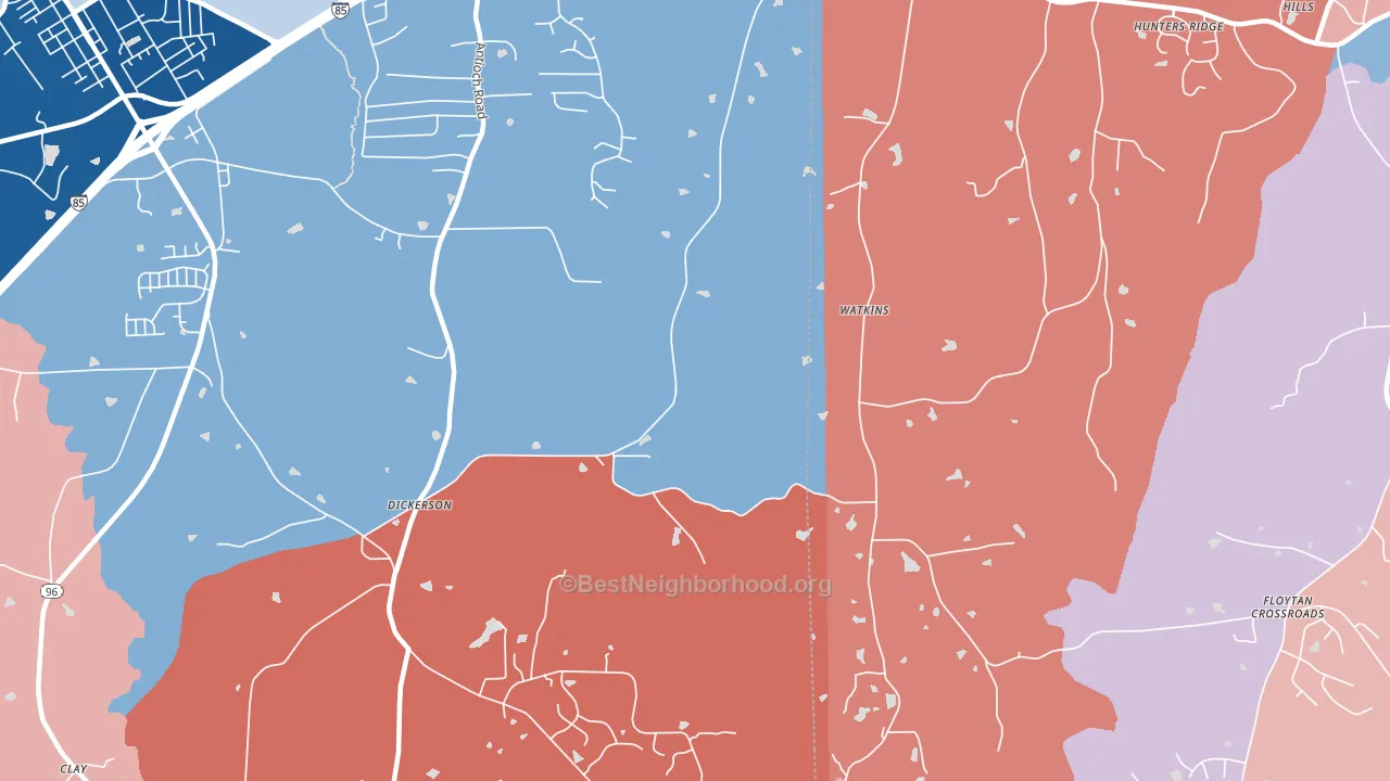 Dickerson, NC block-group political-lean map