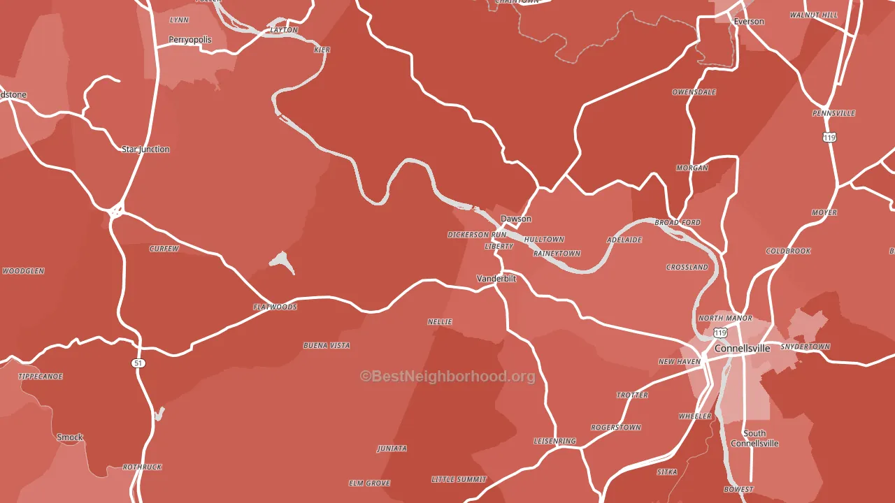 Dickerson Run, PA block-group political-lean map