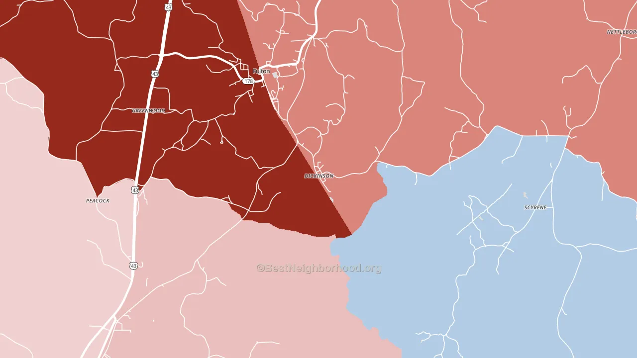 Dickinson, AL block-group political-lean map