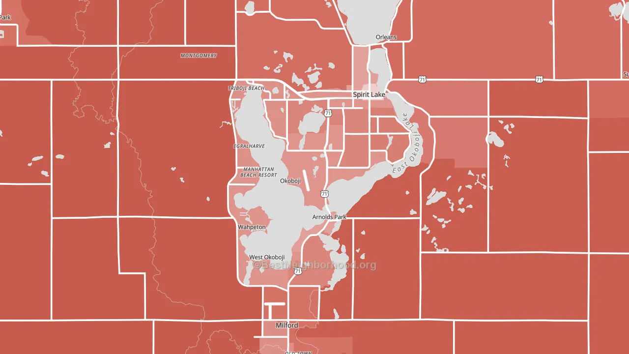 Dickinson County, IA block-group political-lean map