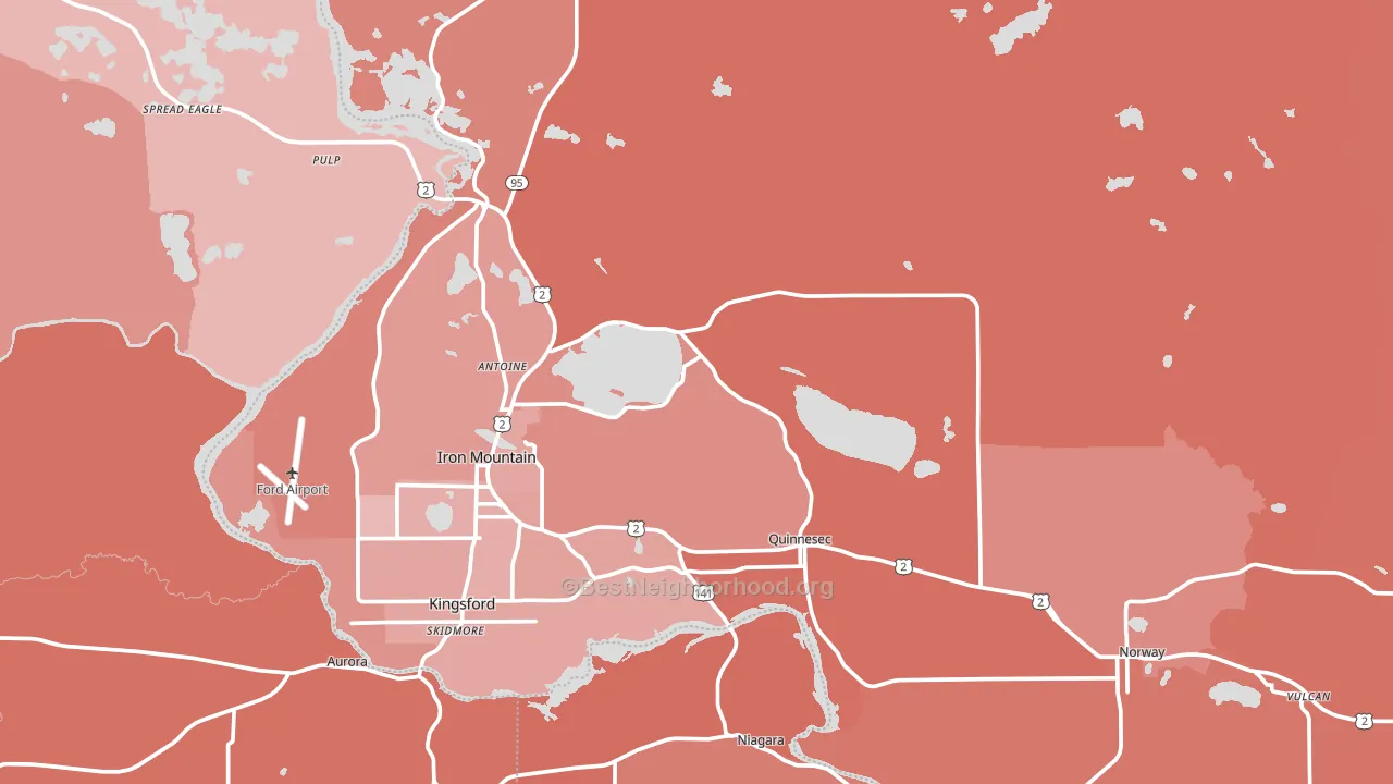 Dickinson County, MI block-group political-lean map