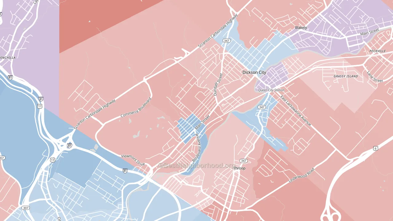 Dickson City, PA block-group political-lean map