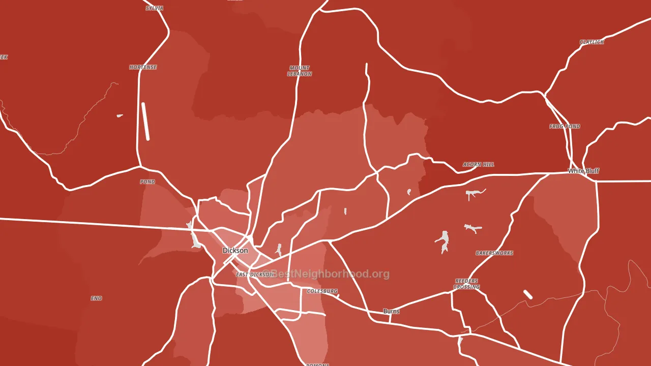 Dickson County, TN block-group political-lean map