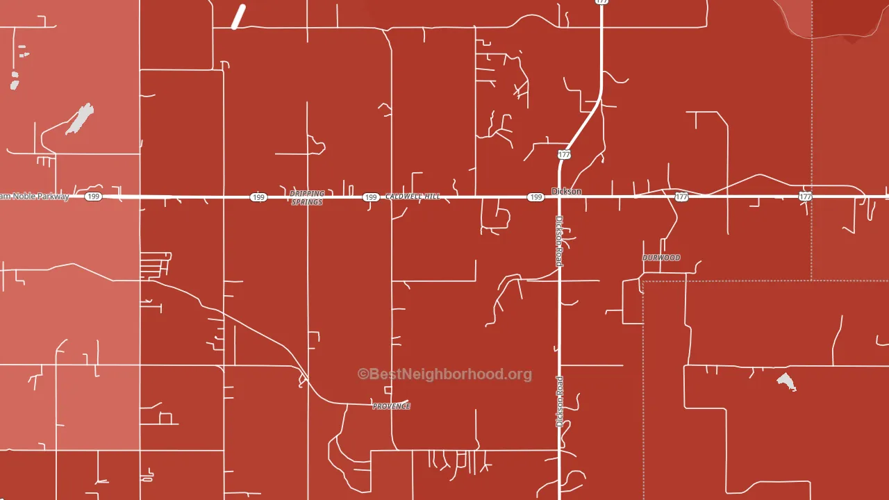 Dickson, OK block-group political-lean map
