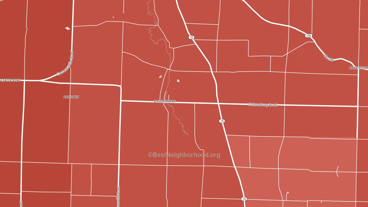 Dicksonburg, PA block-group political-lean map