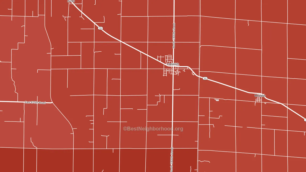 Dieterich, IL block-group political-lean map
