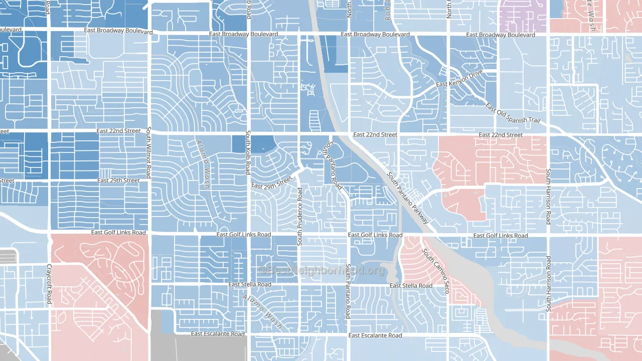 Dietz, Tucson, AZ block-group political-lean map