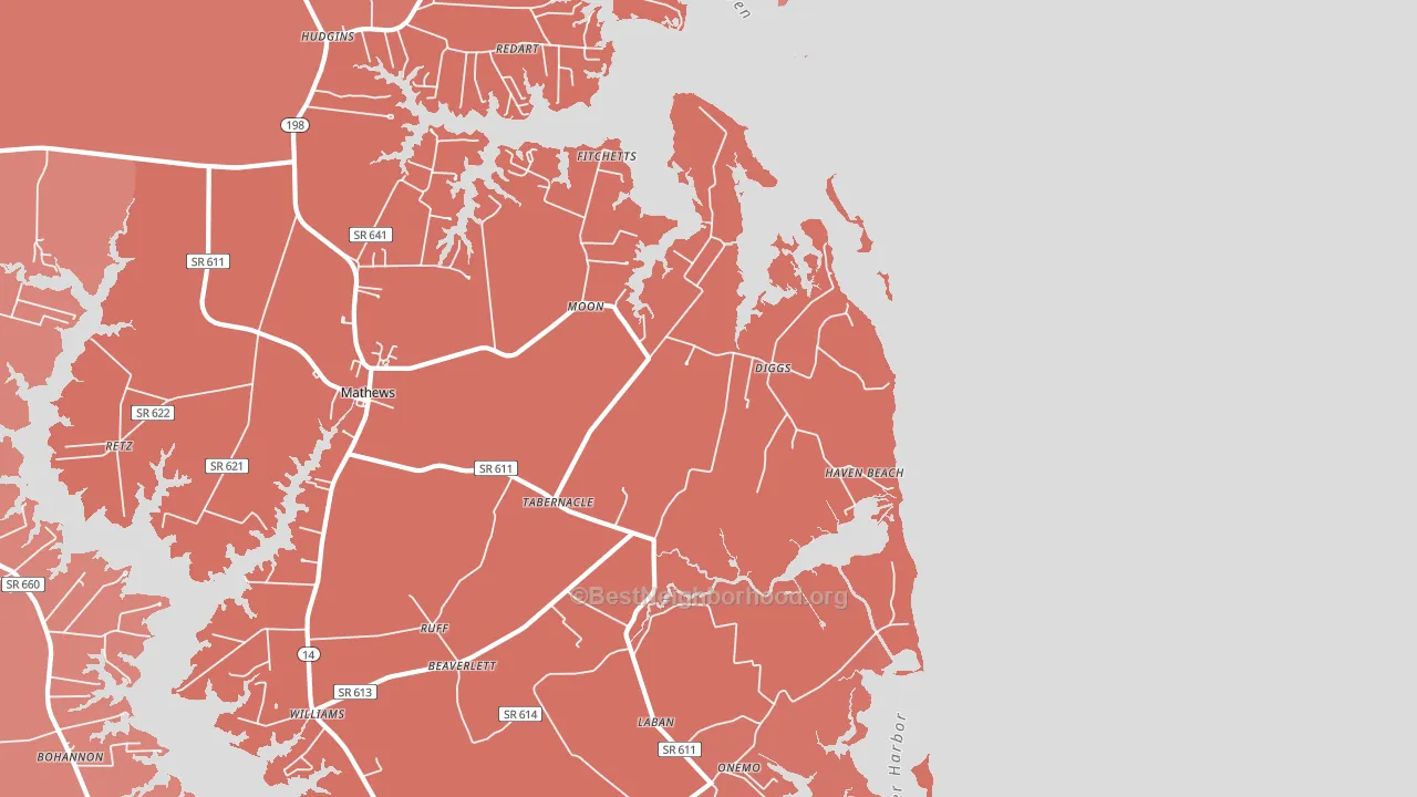 Diggs, VA block-group political-lean map
