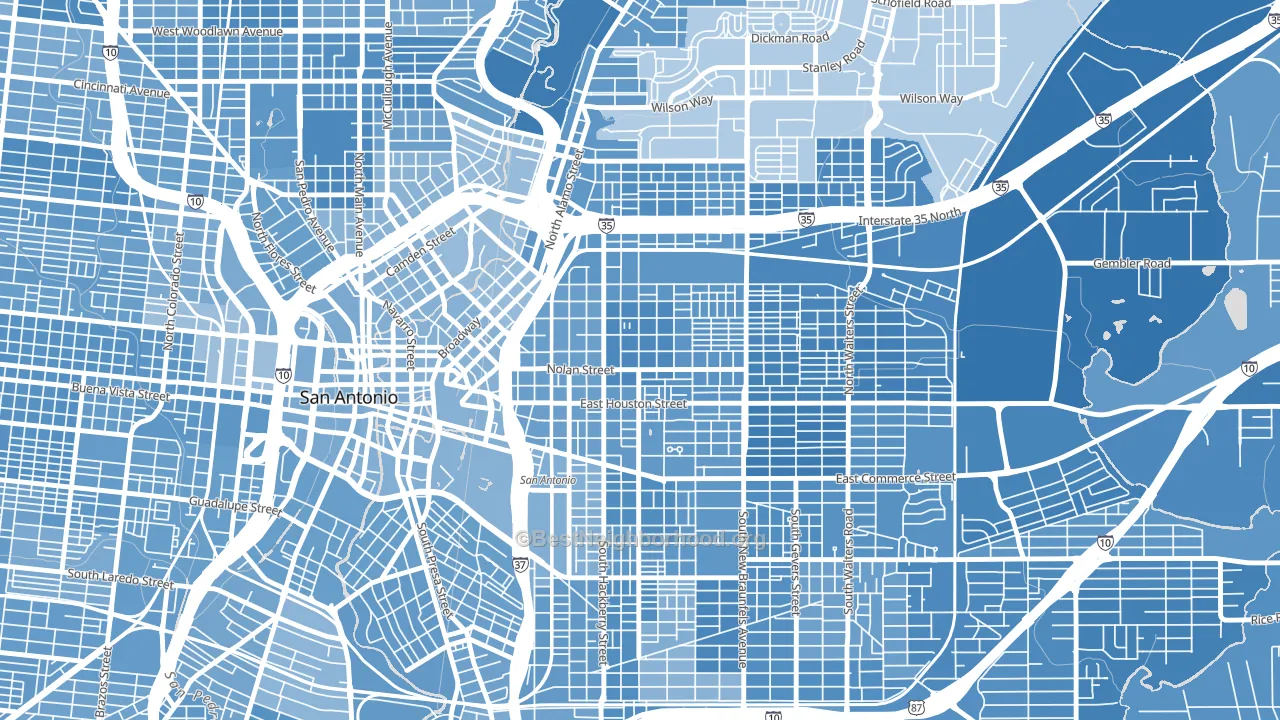 Dignowity Hill, San Antonio, TX block-group political-lean map