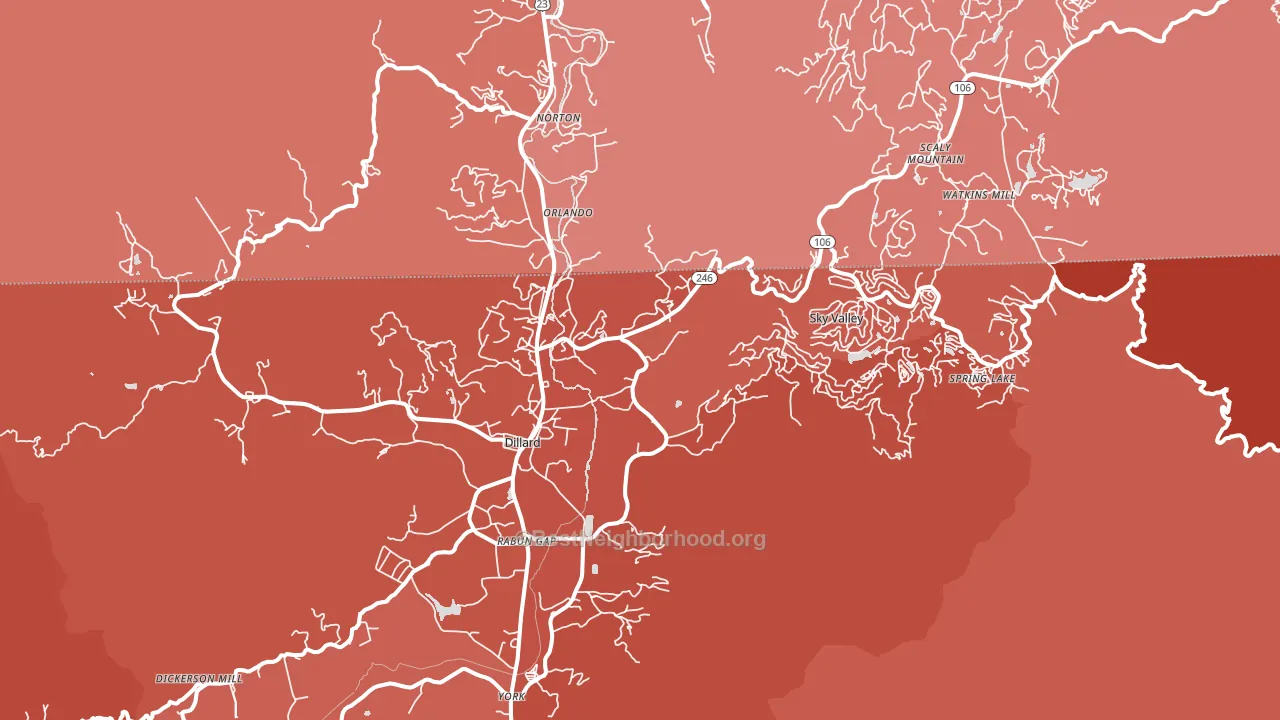 Dillard, GA block-group political-lean map