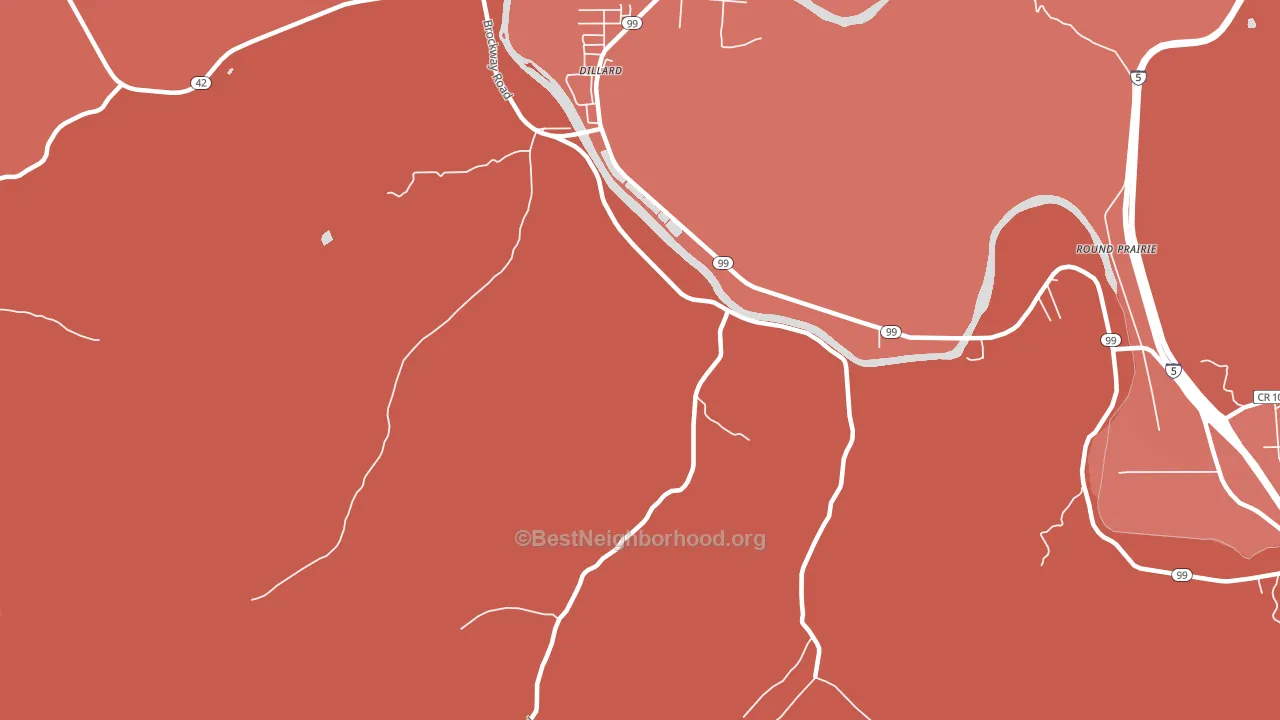 Dillard, OR block-group political-lean map