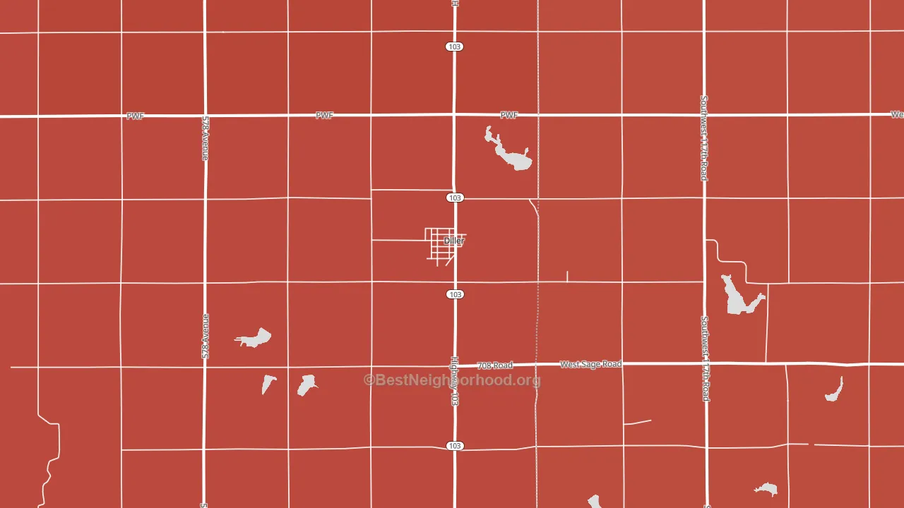 Diller, NE block-group political-lean map