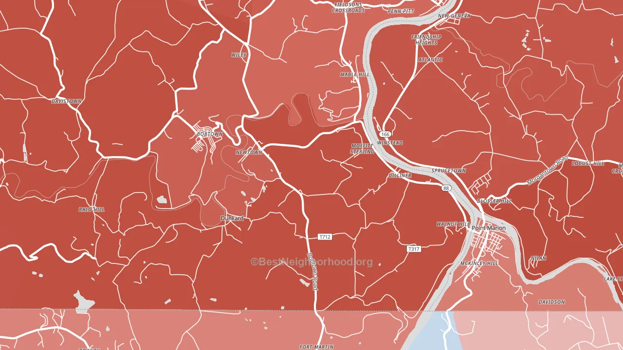 Dilliner, PA block-group political-lean map