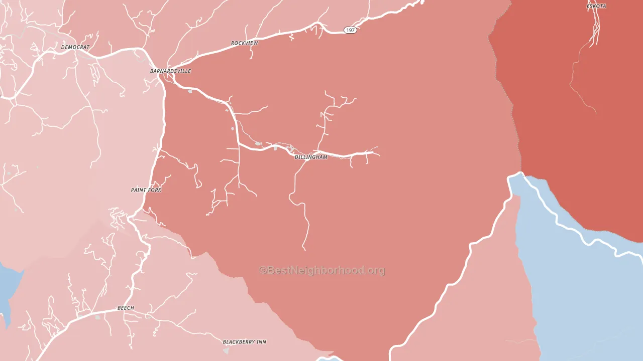 Dillingham, NC block-group political-lean map
