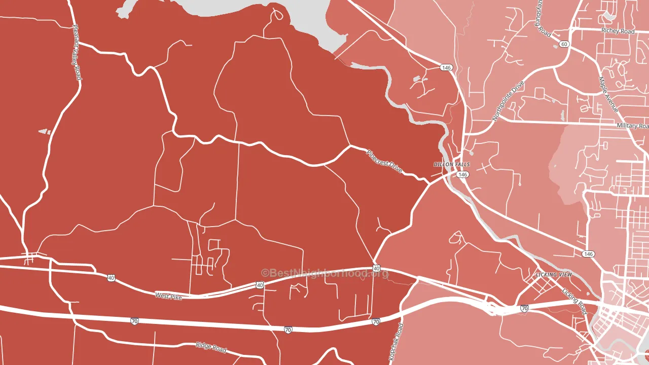 Dillon Falls, OH block-group political-lean map