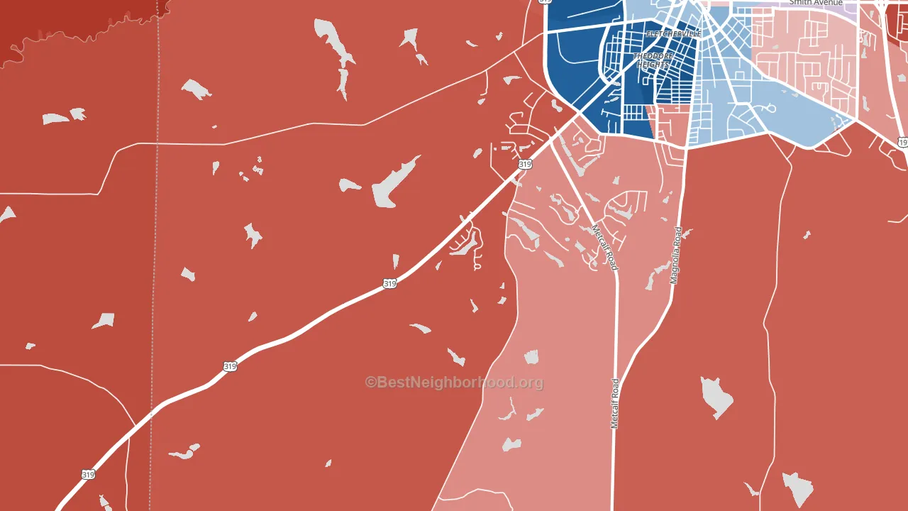 Dillon, GA block-group political-lean map