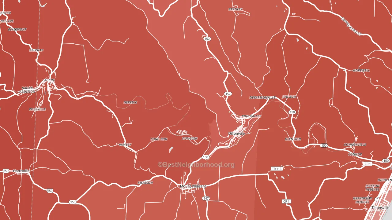 Dillonvale, OH block-group political-lean map